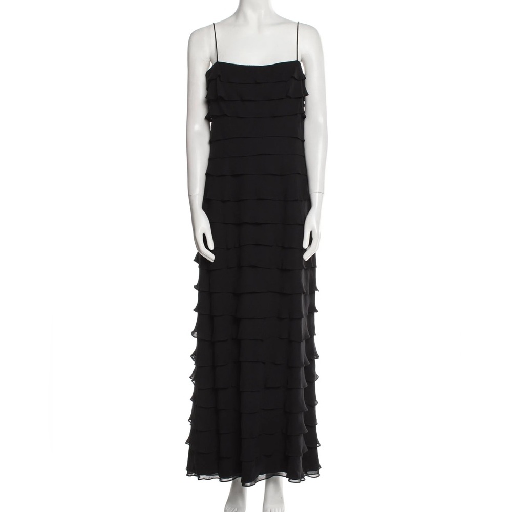 Tadashi shoji vintage silk lined ruffle spaghetti strap dress UK 16 US 12